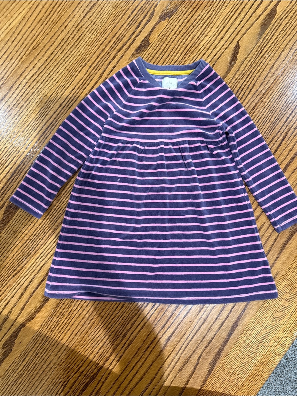 Mini Boden Navy and Pink Striped Long-Sleeve Dress